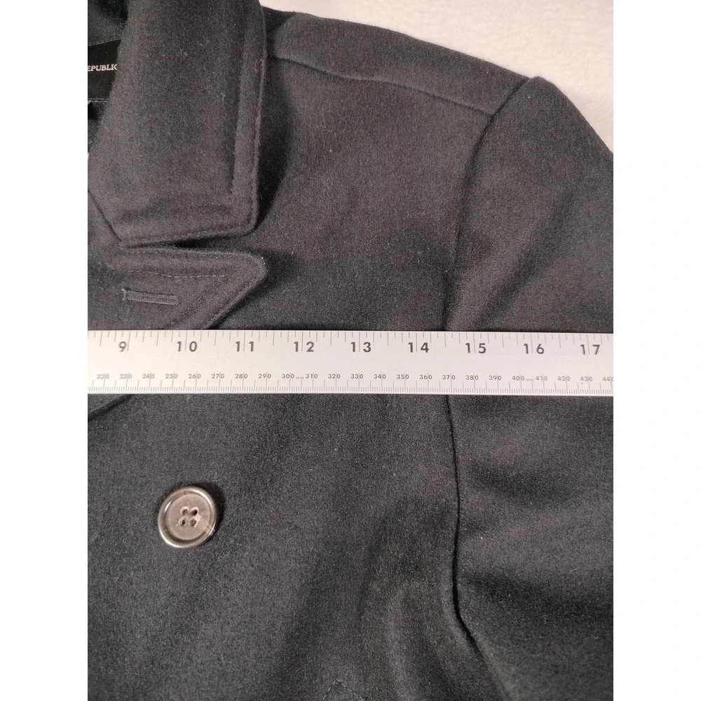 Banana Republic Coat Mens Large Gray Wool Blend Pea Coat Lined Double Breasted